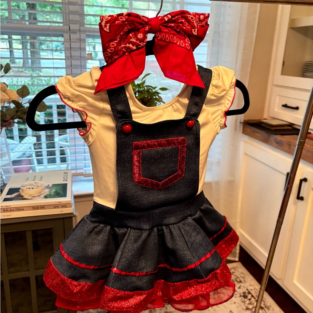 Weissman Red and Black Kids Dance Outfit with Bow